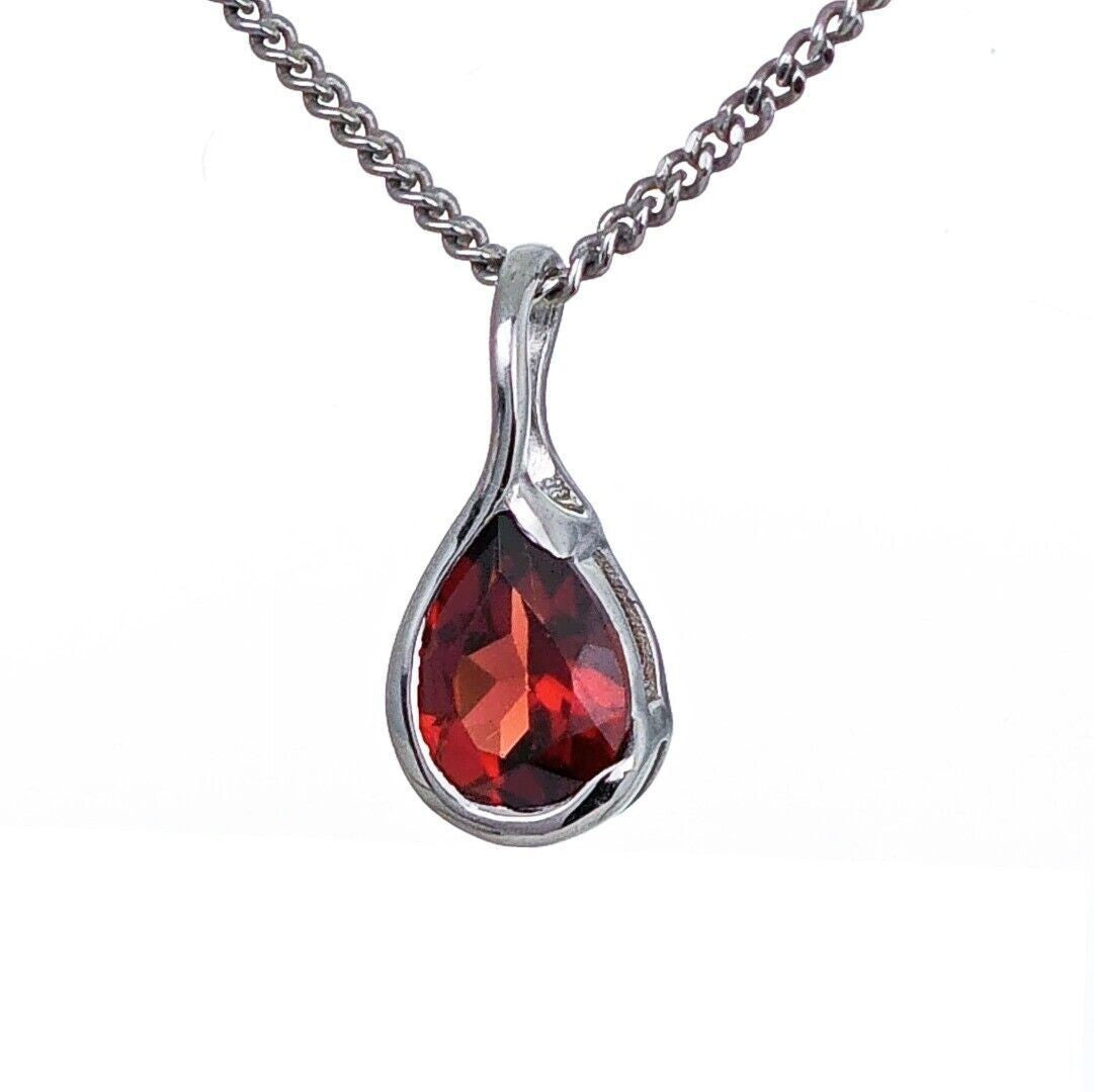 Garnet Pendant Sterling Silver Infinity Loop
