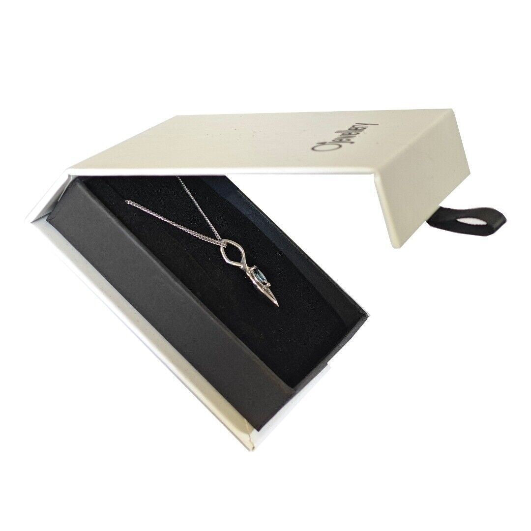 London Blue Topaz Pendant Sterling Silver Marquise Infinity Loop