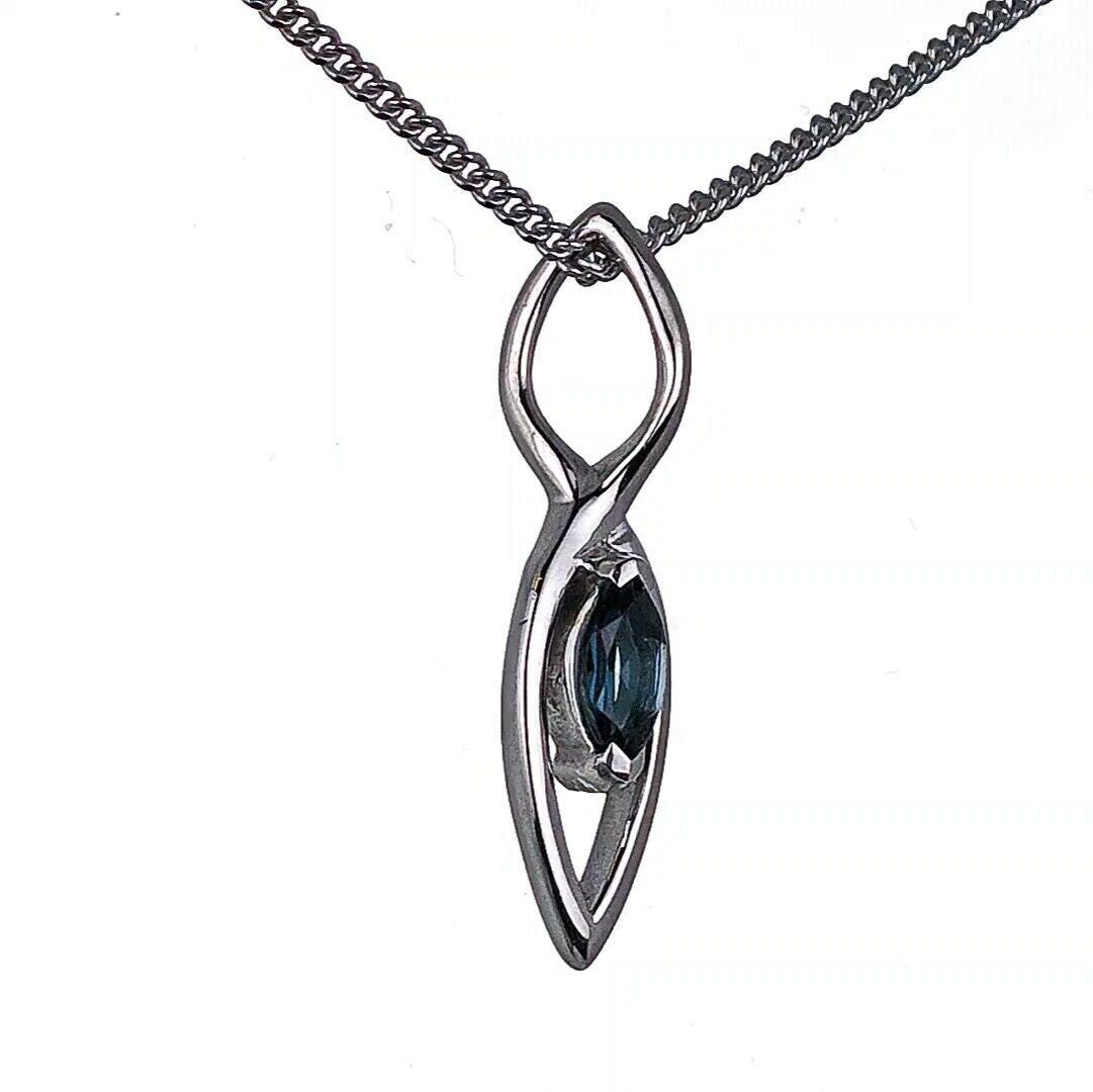 London Blue Topaz Pendant Sterling Silver Marquise Infinity Loop