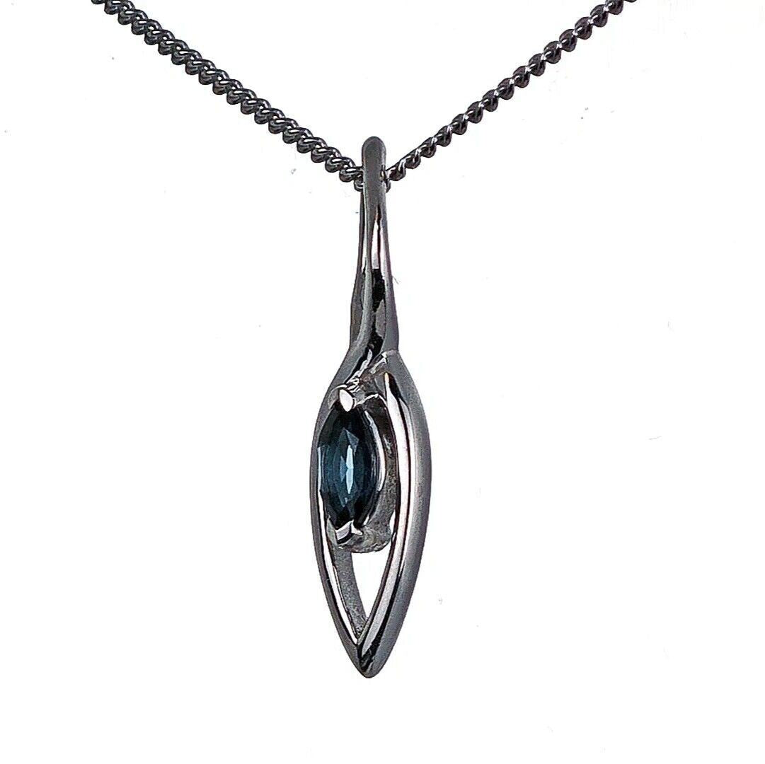 London Blue Topaz Pendant Sterling Silver Marquise Infinity Loop