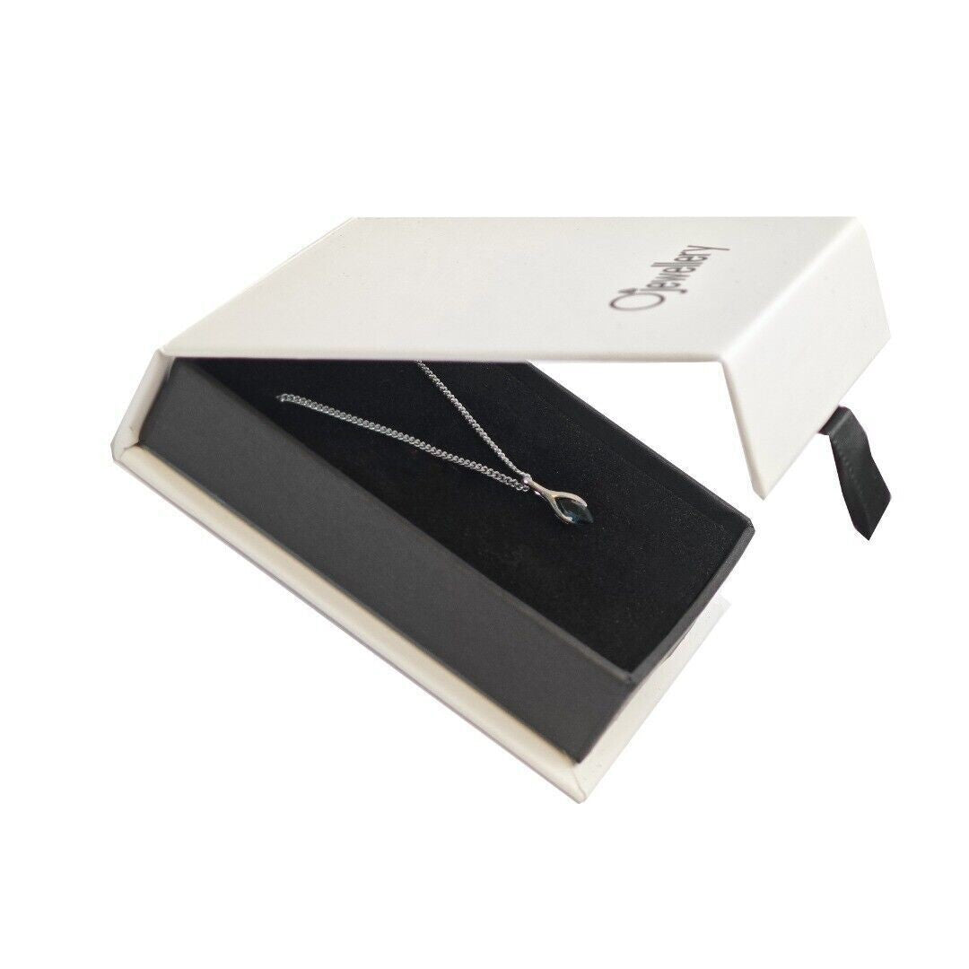 London Blue Topaz Pendant Sterling Silver Minimalist Marquise