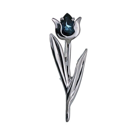 London Blue Topaz Brooch Sterling Silver Tulip