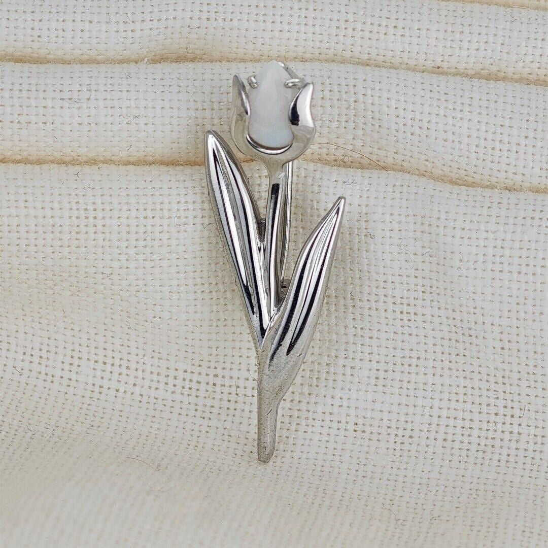 Opal Tulip Brooch in Sterling Silver