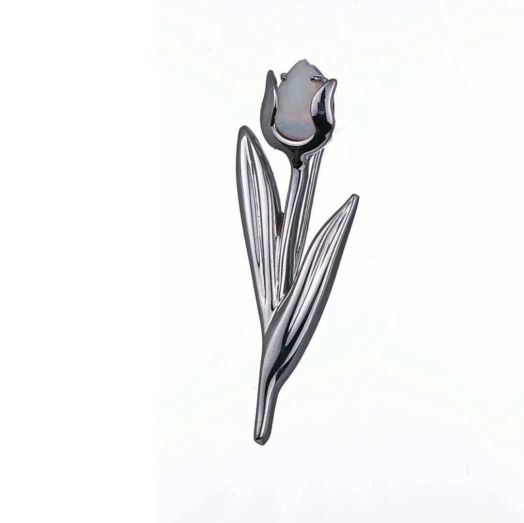 Opal Tulip Brooch in Sterling Silver