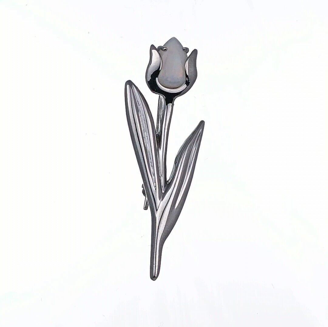 Opal Tulip Brooch in Sterling Silver