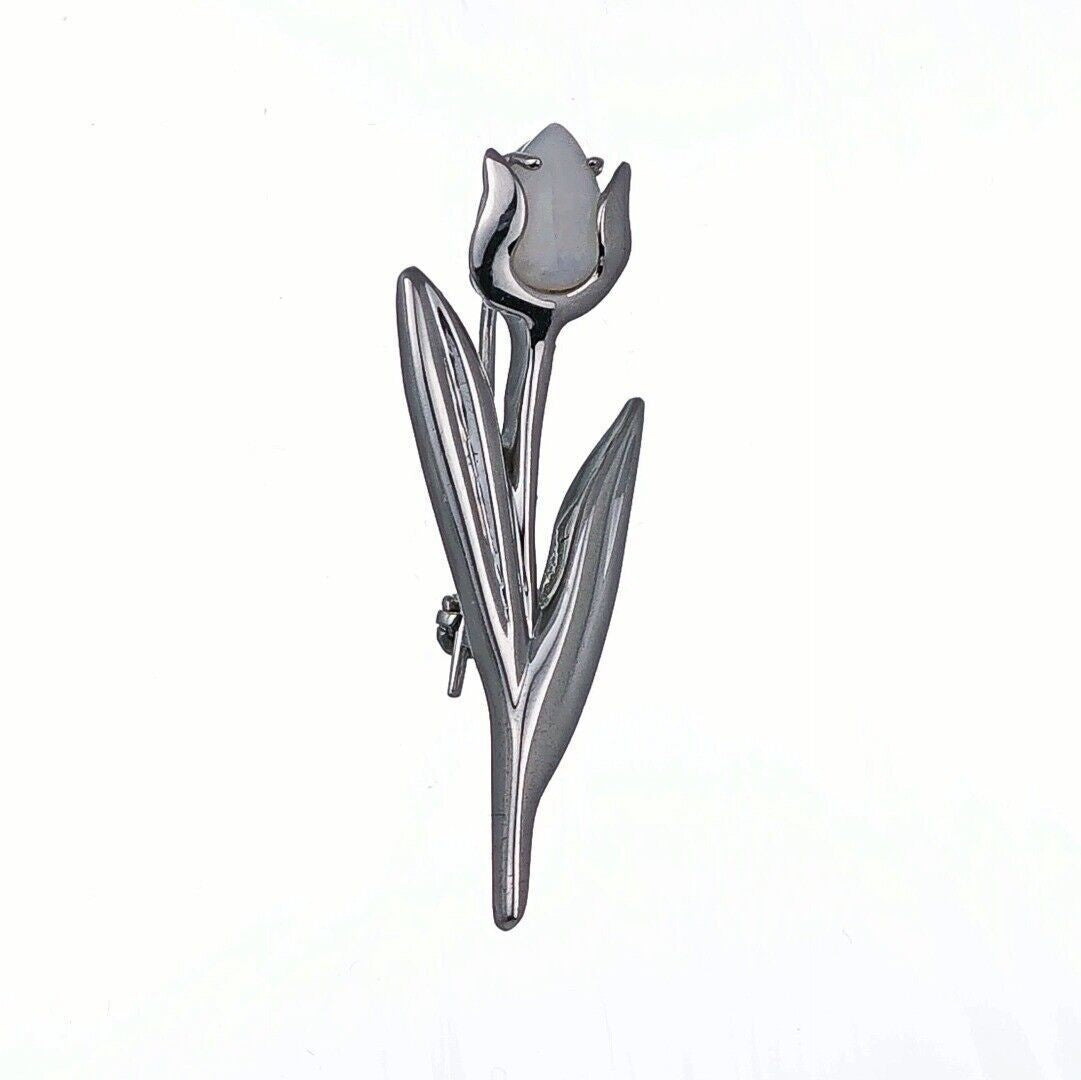 Opal Tulip Brooch in Sterling Silver