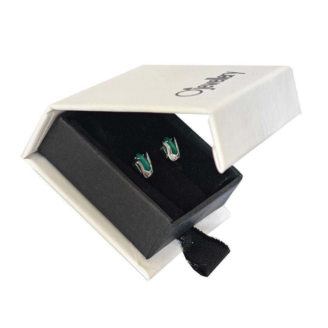 Green Onyx Tulip Flower Earrings in Sterling Silver