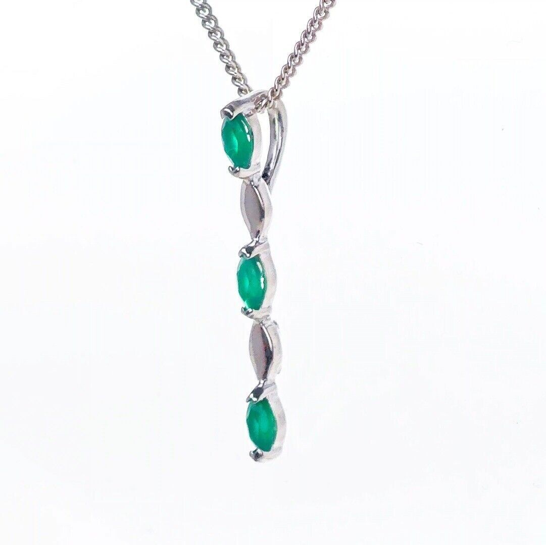 Green Necklace Sterling Silver Infinity Marquise