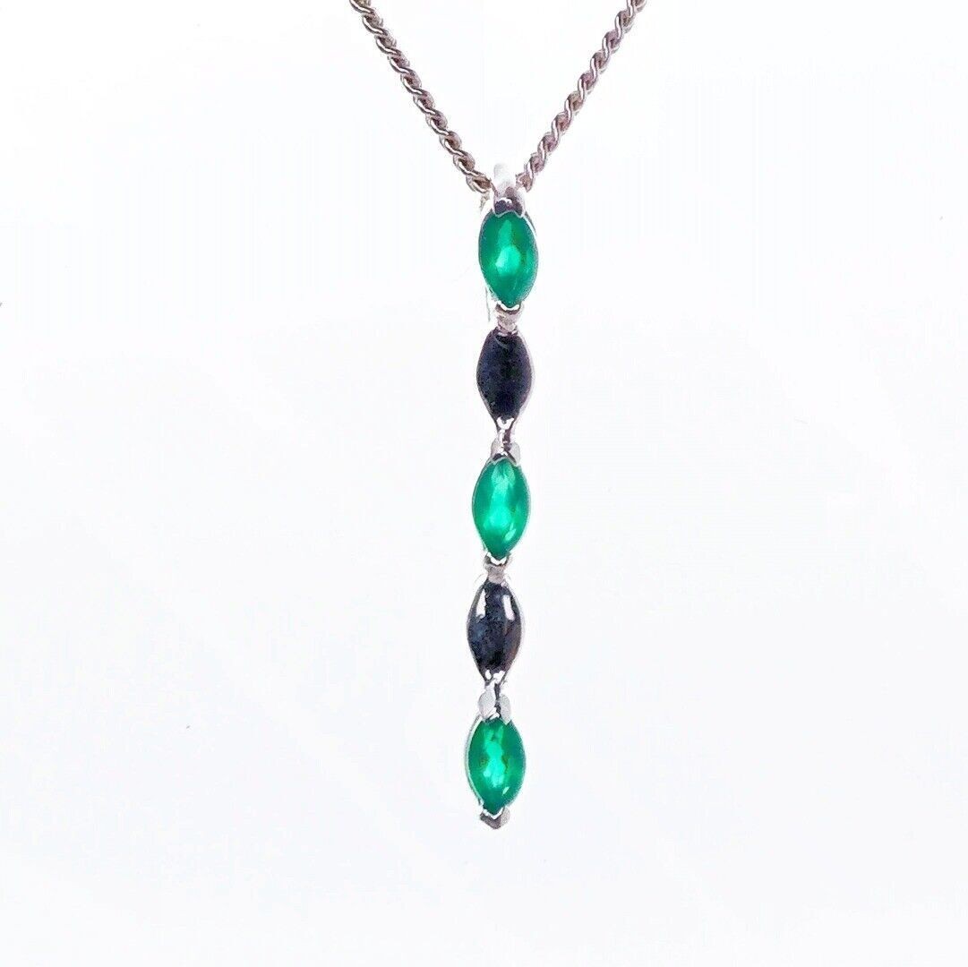 Green Necklace Sterling Silver Infinity Marquise