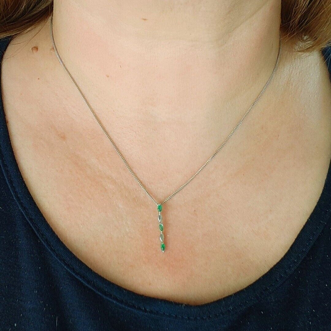 Green Necklace Sterling Silver Infinity Marquise