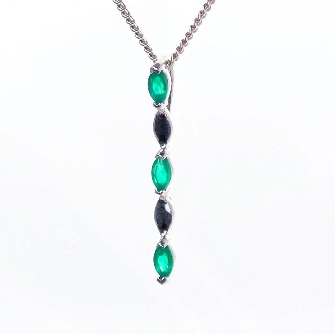 Green Necklace Sterling Silver Infinity Marquise