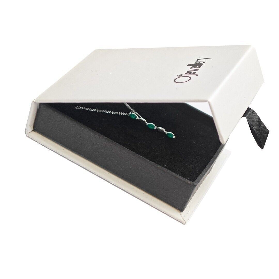 Green Necklace Sterling Silver Infinity Marquise