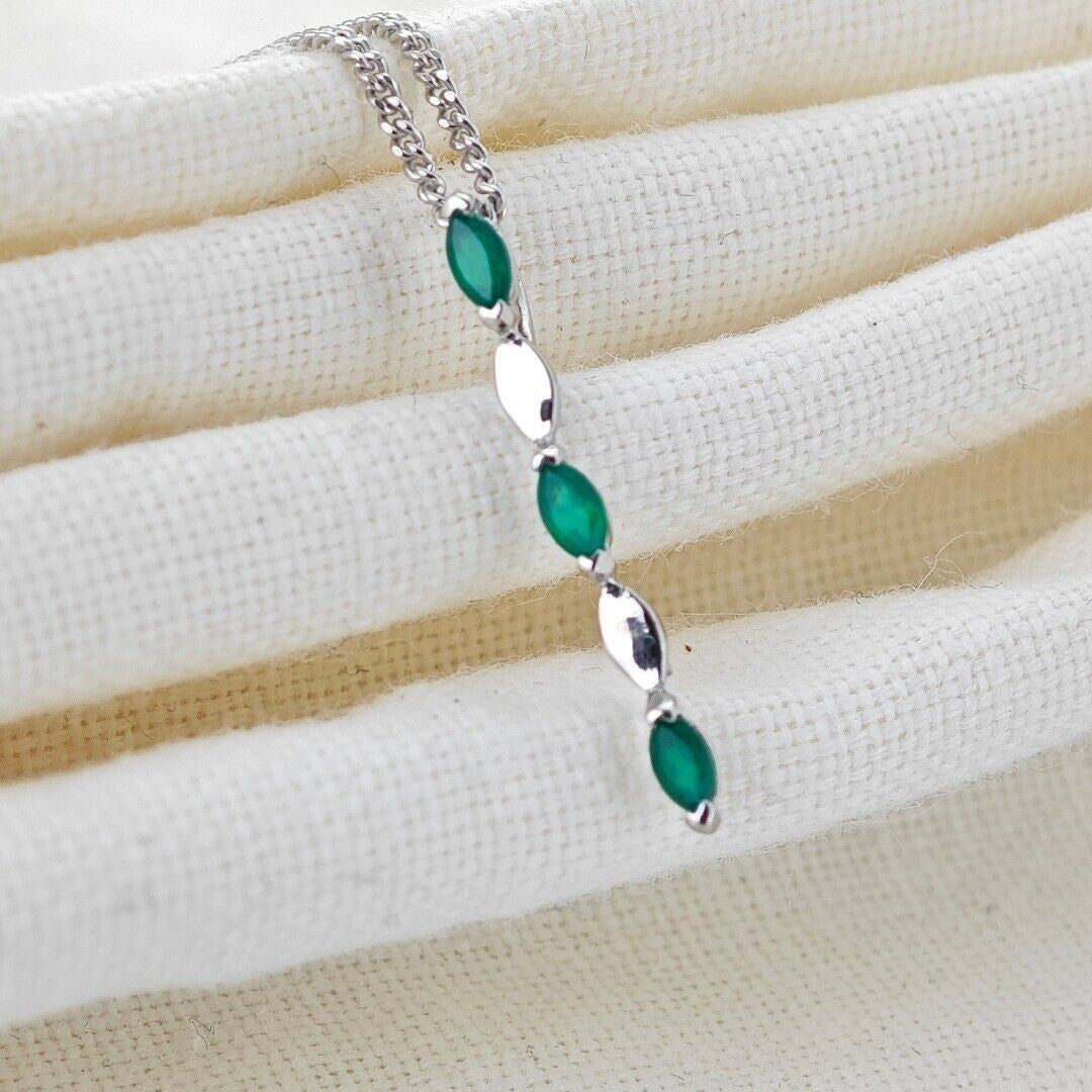 Green Necklace Sterling Silver Infinity Marquise