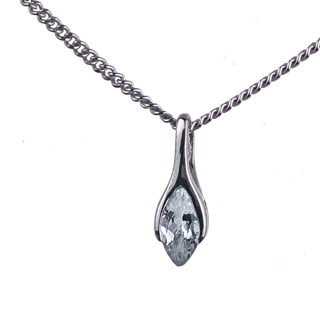 aquamarine pendant sterling silver minimalist marquise designed in the UK