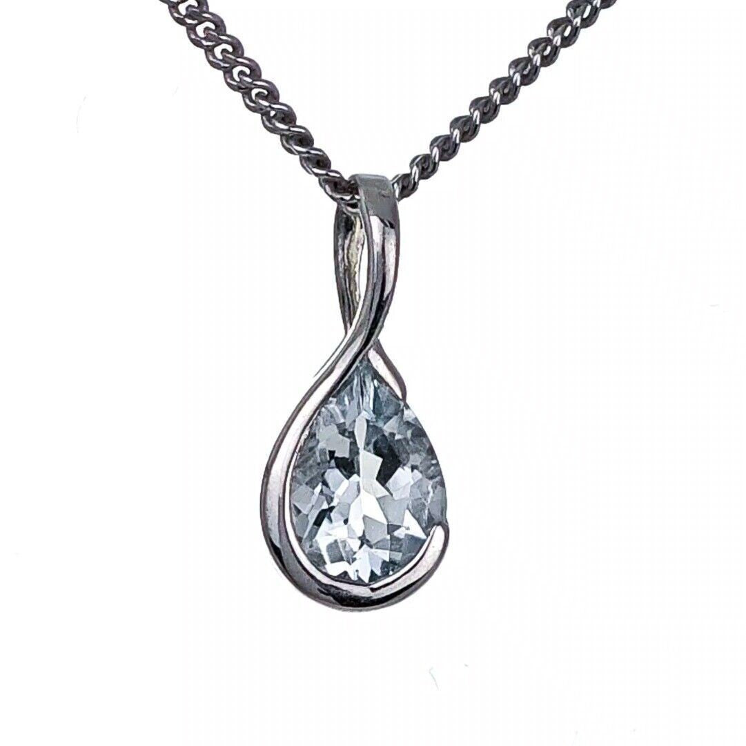 Aquamarine Pendant Sterling Silver Infinity Loop