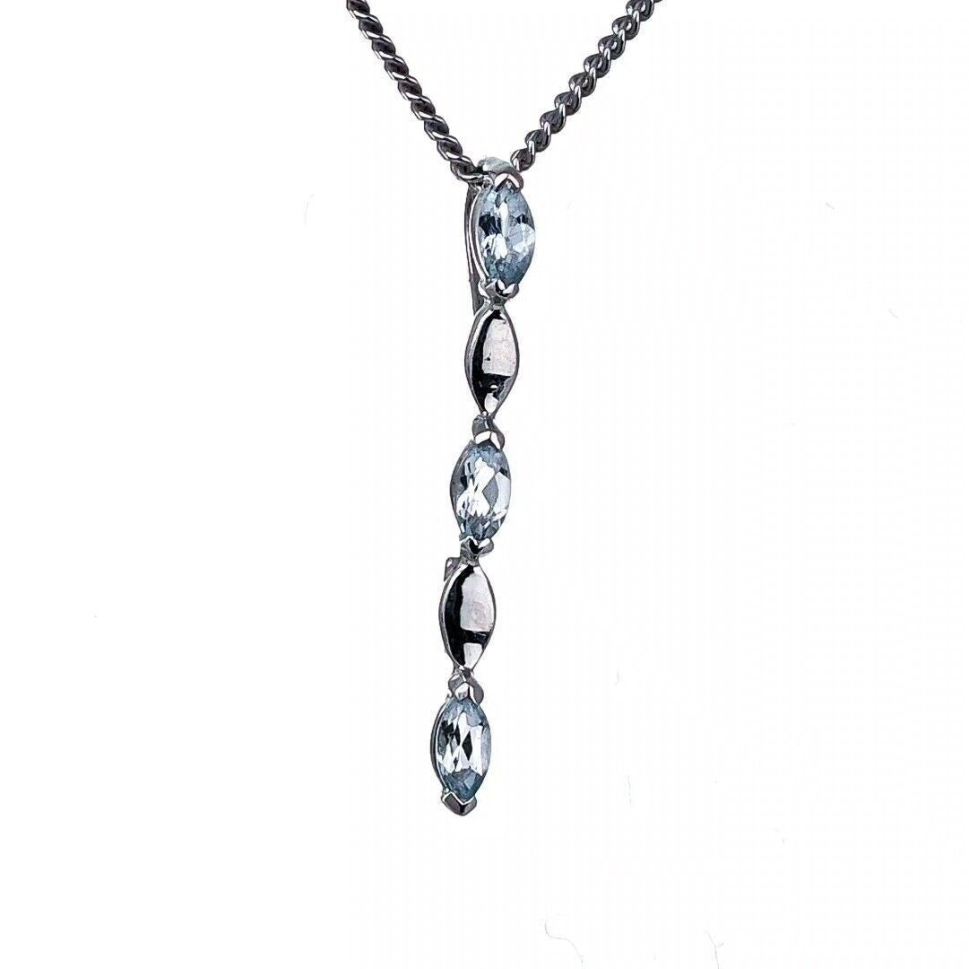 Aquamarine Necklace Sterling Silver Infinity Marquise