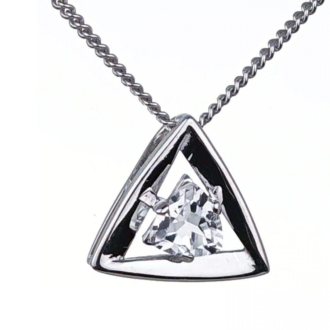 white topaz pendant sterling silver trillion designed in the UK
