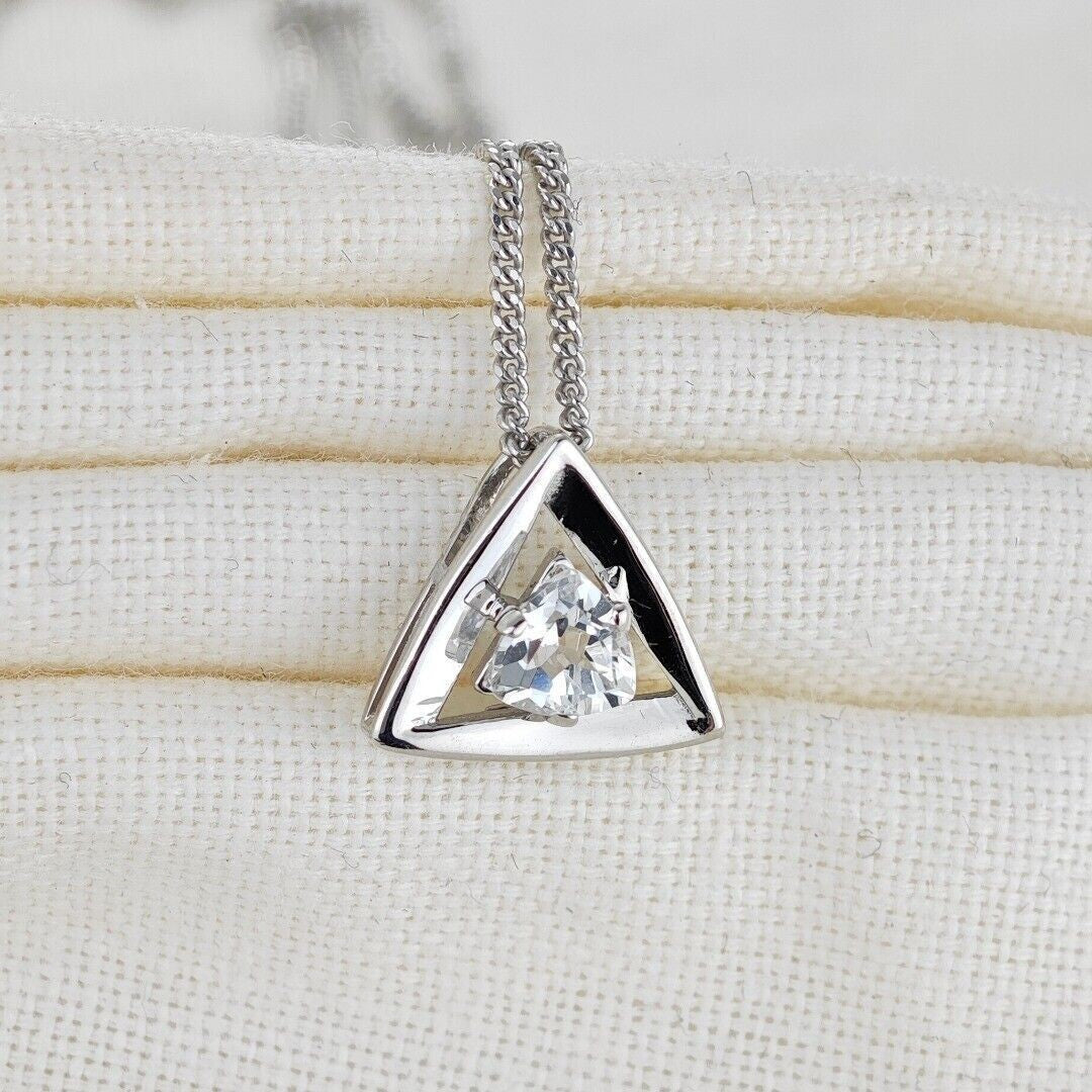 White Topaz Trillion Necklace in Sterling Silver