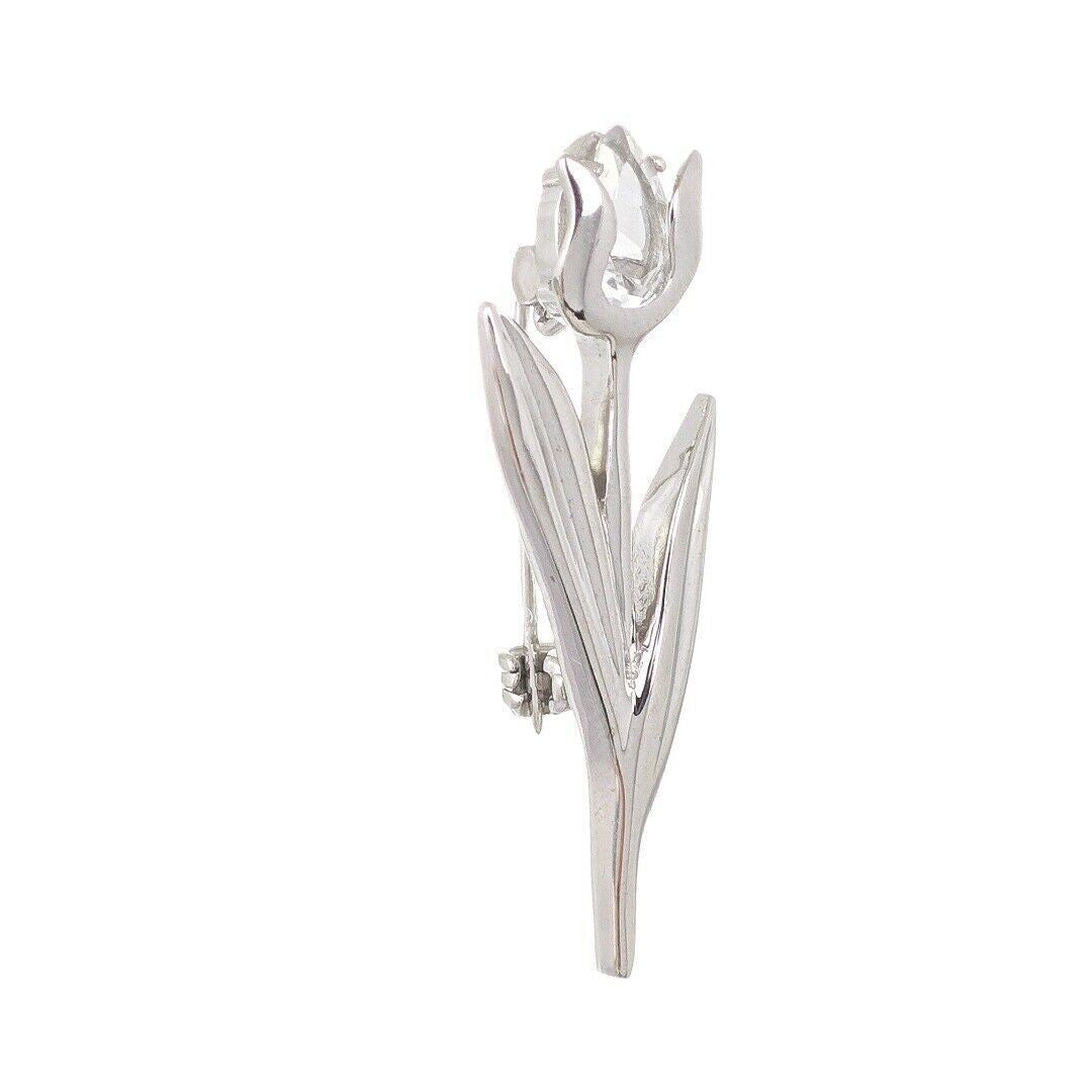 Tulip Flower Brooch White Topaz