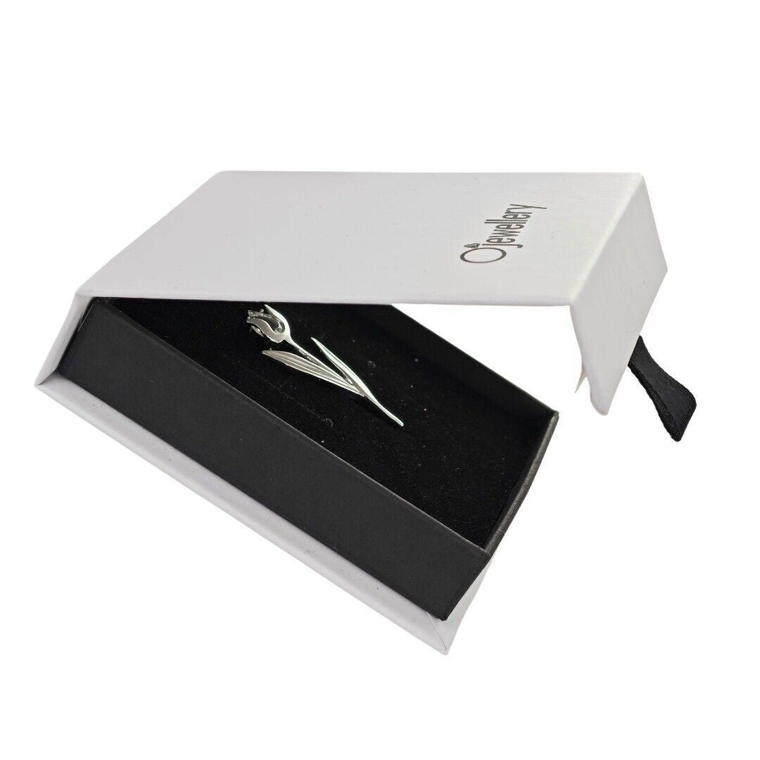 Tulip Flower Brooch White Topaz