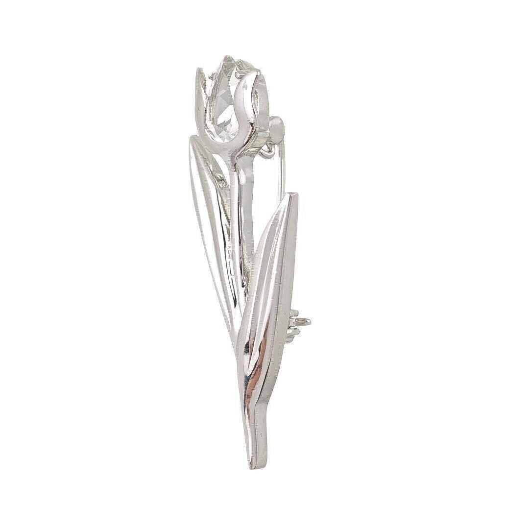 Tulip Flower Brooch White Topaz