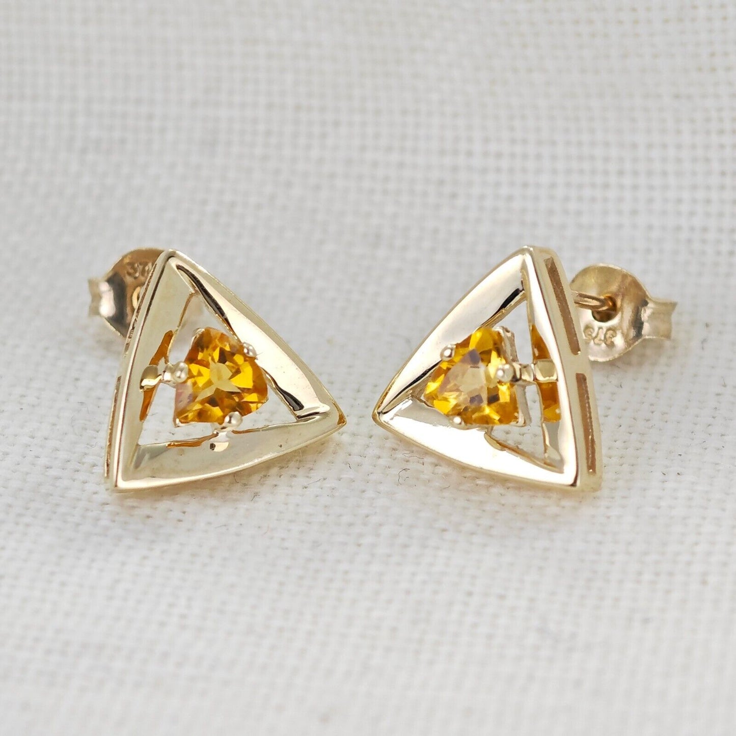 Citrine Earrings 9ct Yellow Gold Studs Studs Trillion