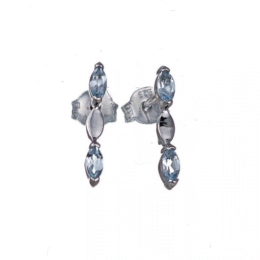 Silver Blue Topaz Earrings Infinity Marquise Natural Gemstone Studs