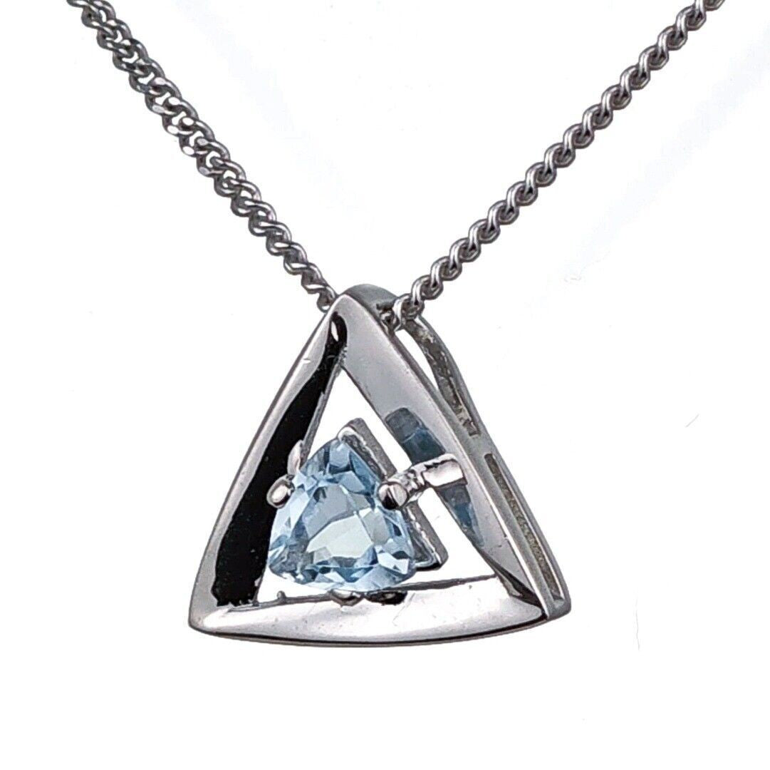 Blue Topaz Trillion Necklace in Sterling Silver