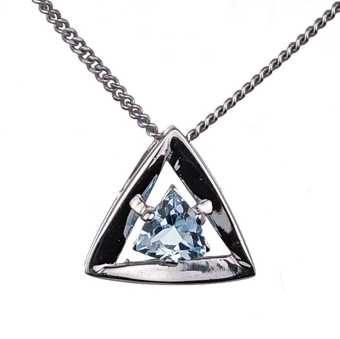 Blue Topaz Trillion Necklace in Sterling Silver