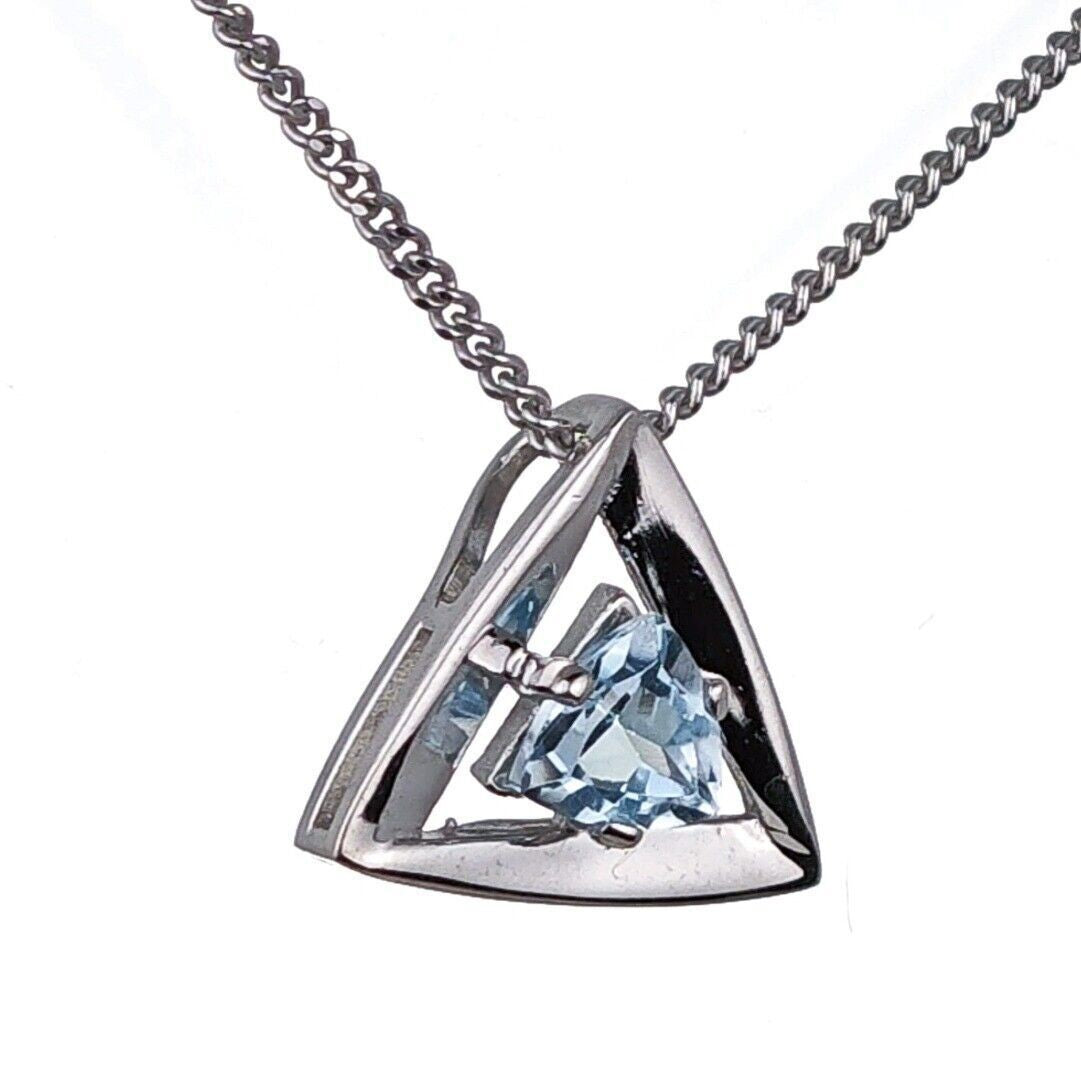 Blue Topaz Trillion Necklace in Sterling Silver