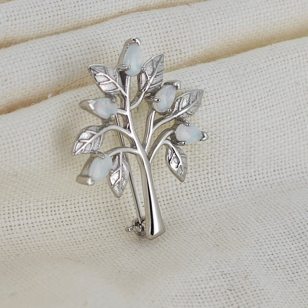 Opal Tree of Life Brooch in Sterling Silver