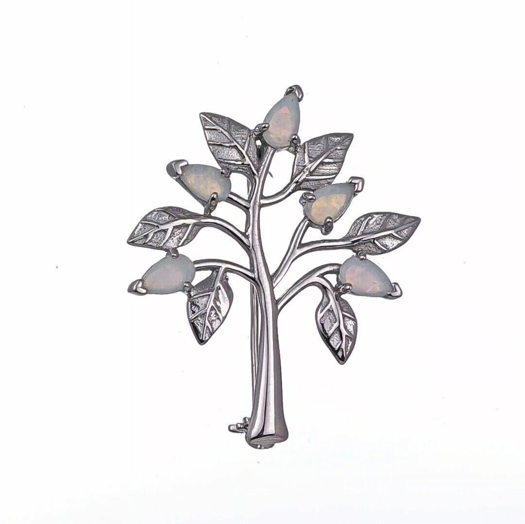 Opal Tree of Life Brooch in Sterling Silver