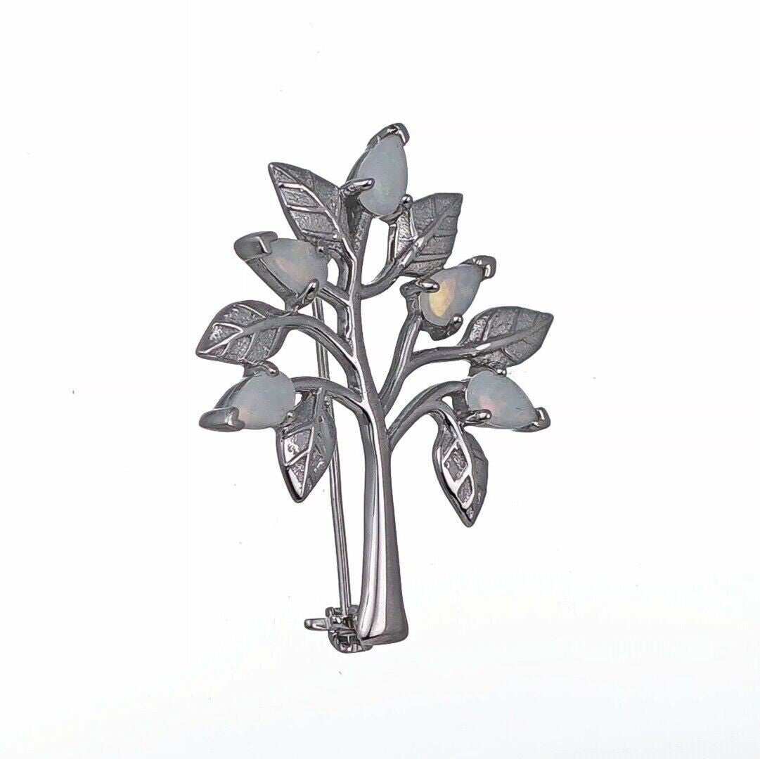Opal Tree of Life Brooch in Sterling Silver