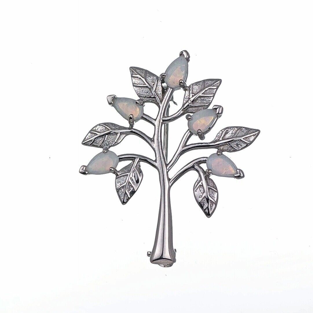 Opal Tree of Life Brooch in Sterling Silver