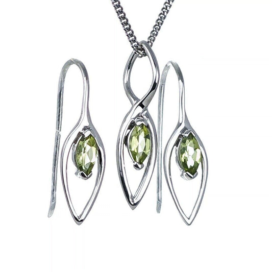 peridot silver dangle earrings