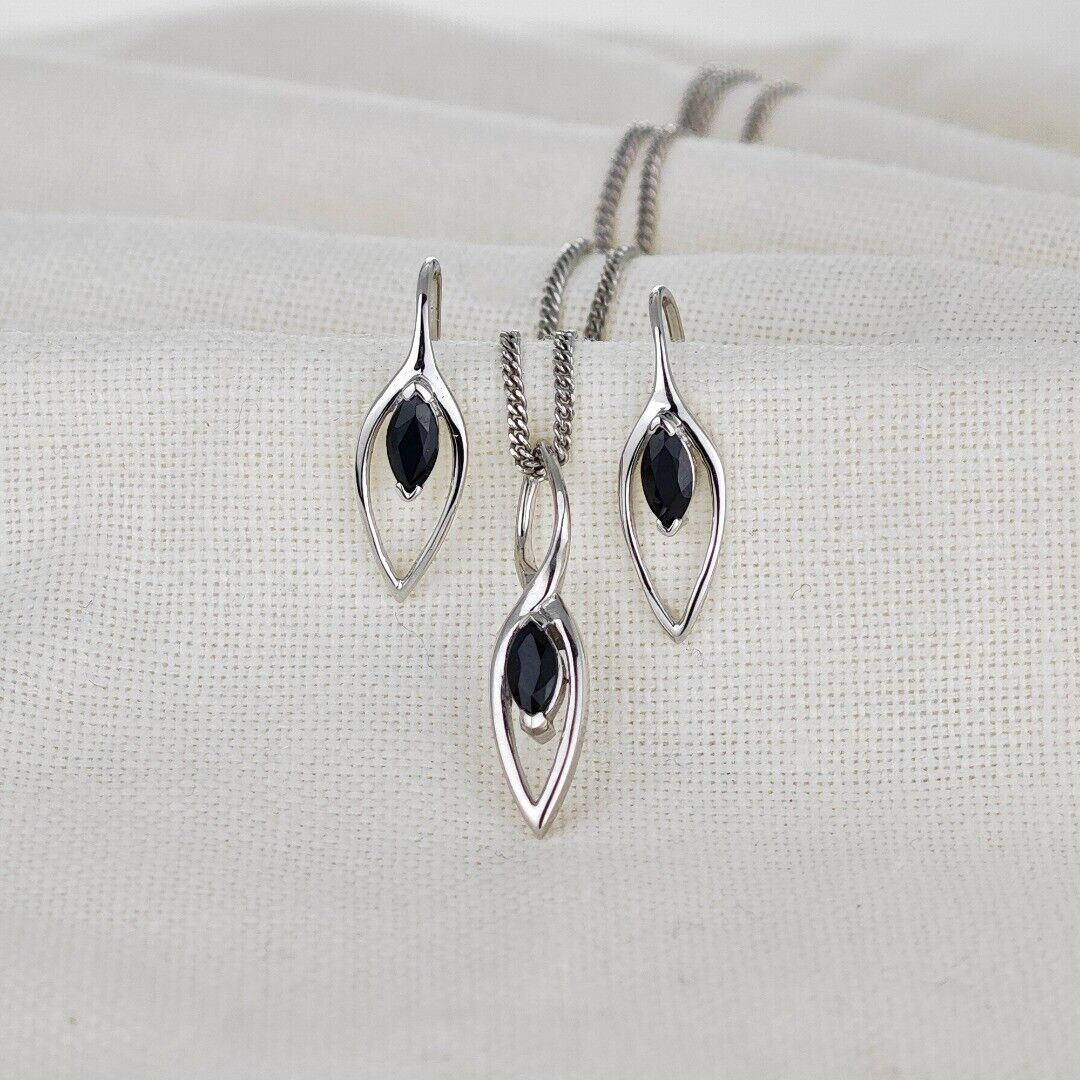 Sapphire Marquise Infinity Jewellery Set in Sterling Silver