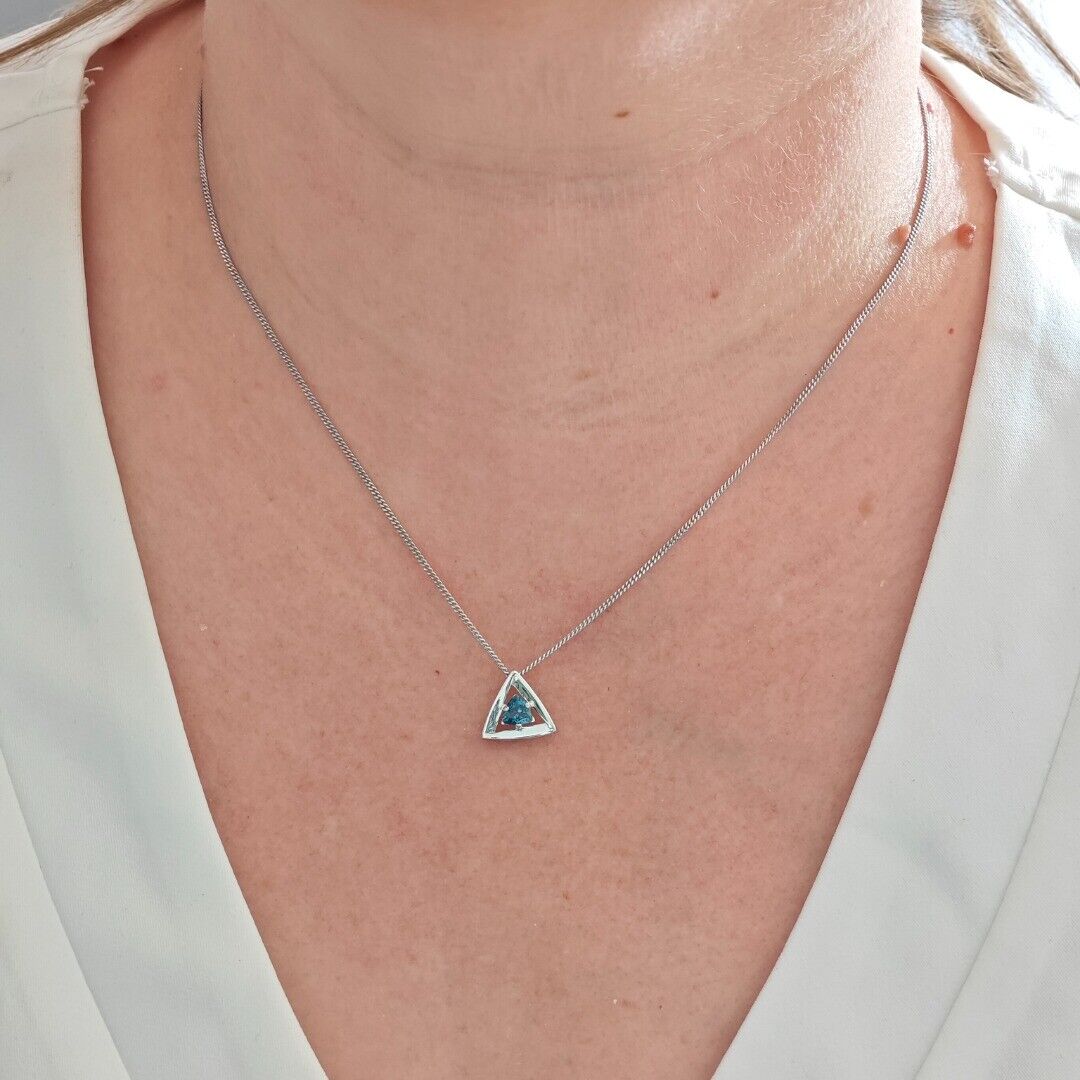 London Blue Topaz Trillion Jewellery Set in Sterling Silver