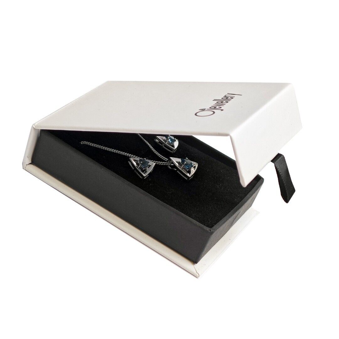 London Blue Topaz Trillion Jewellery Set in Sterling Silver