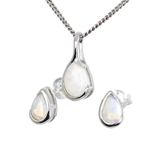 Opal Neckace and Earring Set Eternity Loop