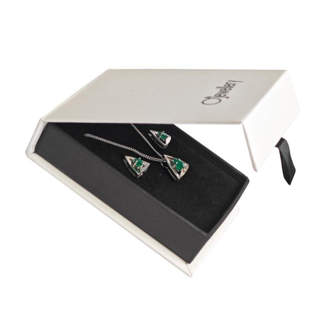 Green Onyx Trillion Jewellery Set in Sterling Silver