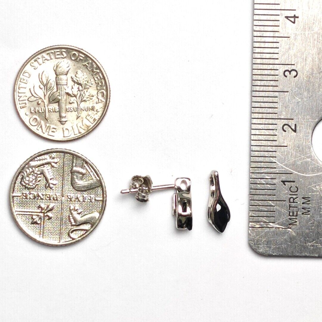Sapphire Set Earrings Pendant Sterling Silver SMALL Solitaire Minimalist Marquise