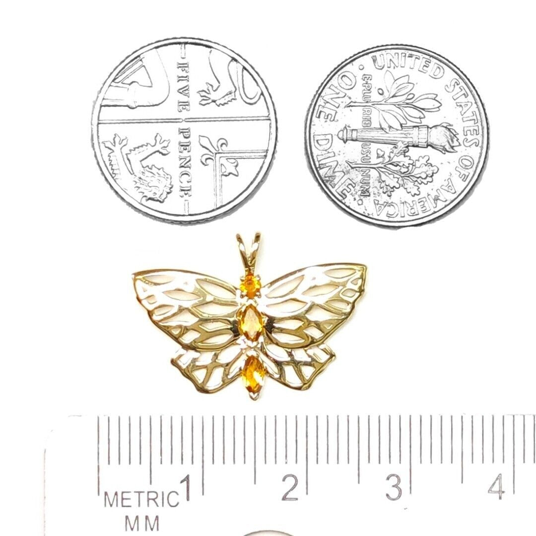 Citrine Butterfly Necklace in 9ct Gold