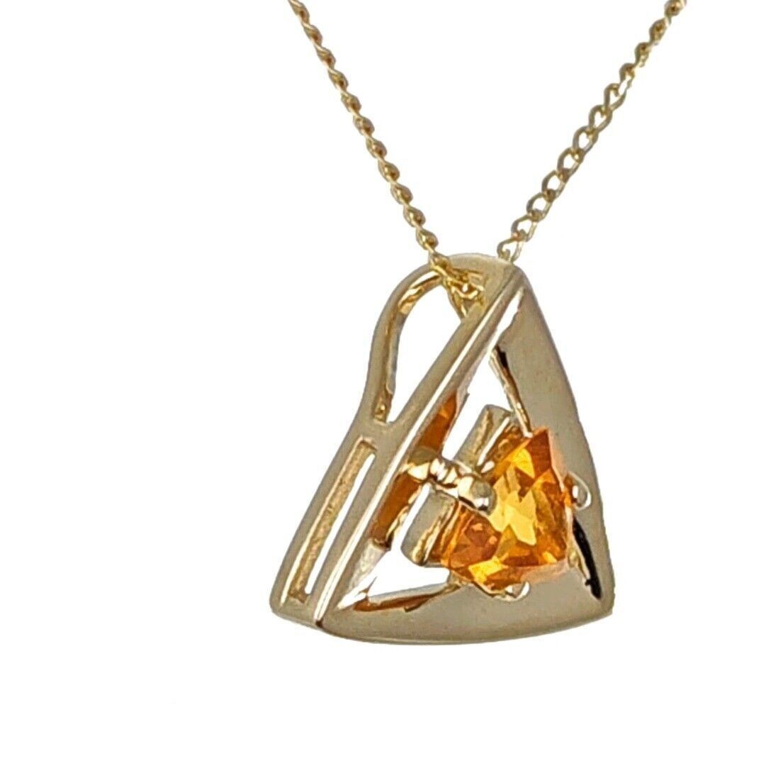 Citrine Trillion Necklace in 9ct Gold