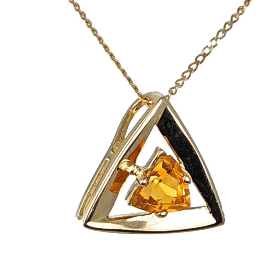 Citrine Trillion Necklace in 9ct Gold