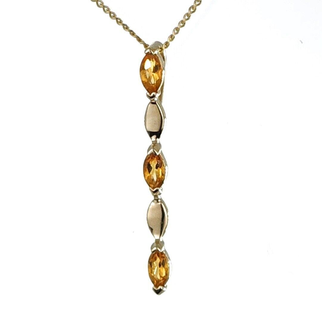 9ct Gold Pendant Yellow Citrine Marquise Hallmarked UK Design Handmade