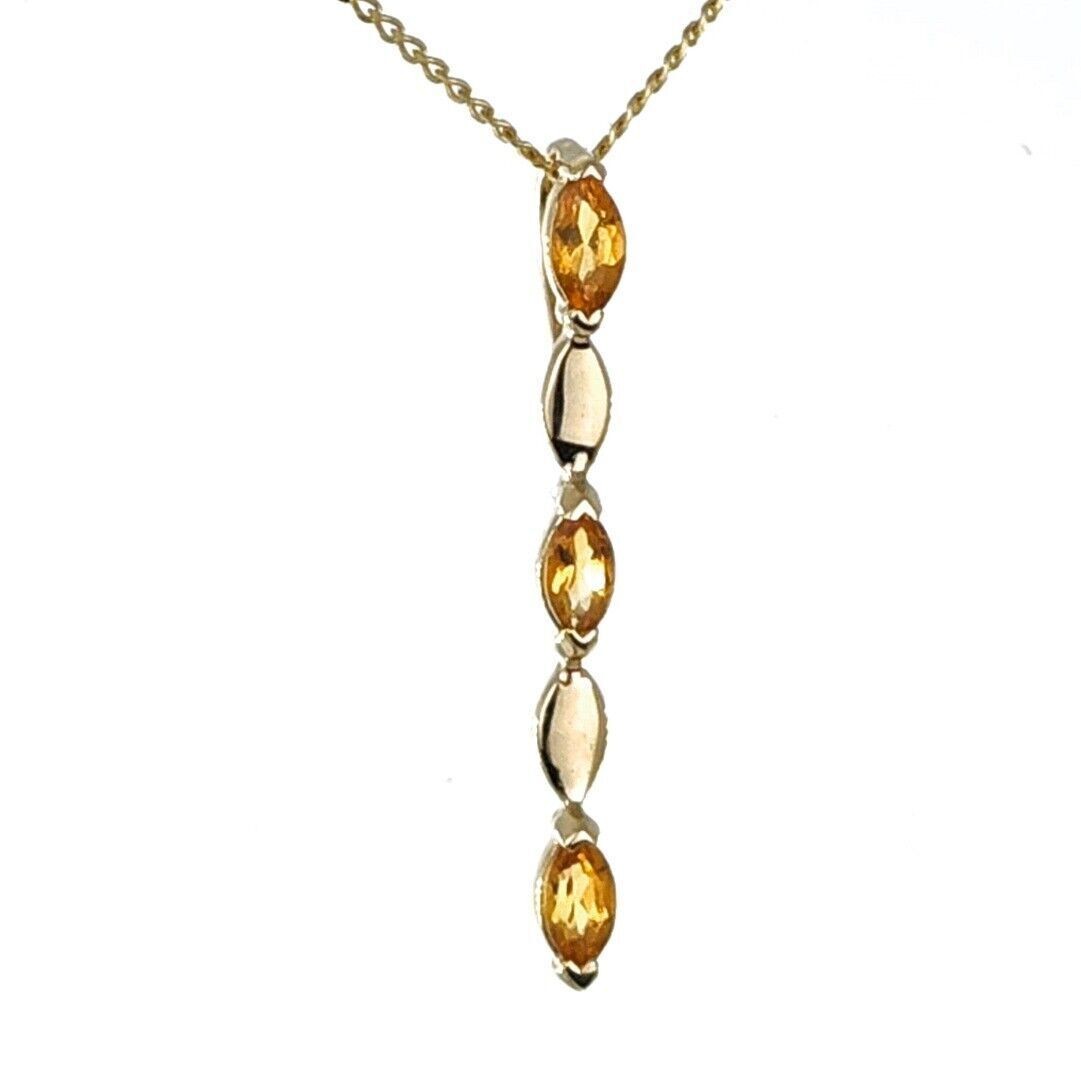 9ct Gold Pendant Yellow Citrine Marquise Hallmarked UK Design Handmade