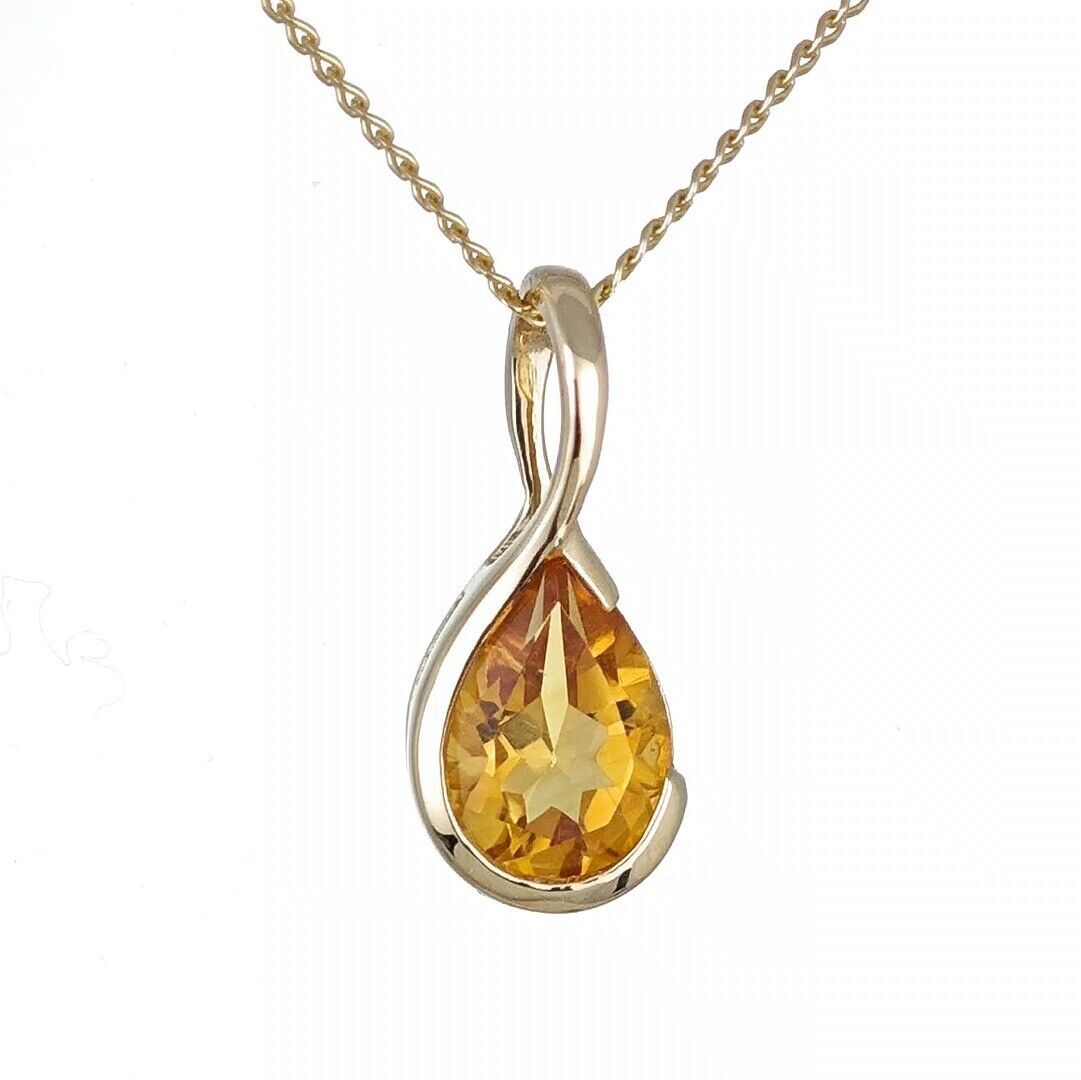 Citrine Pendant 9ct Yellow Gold Infinity Loop