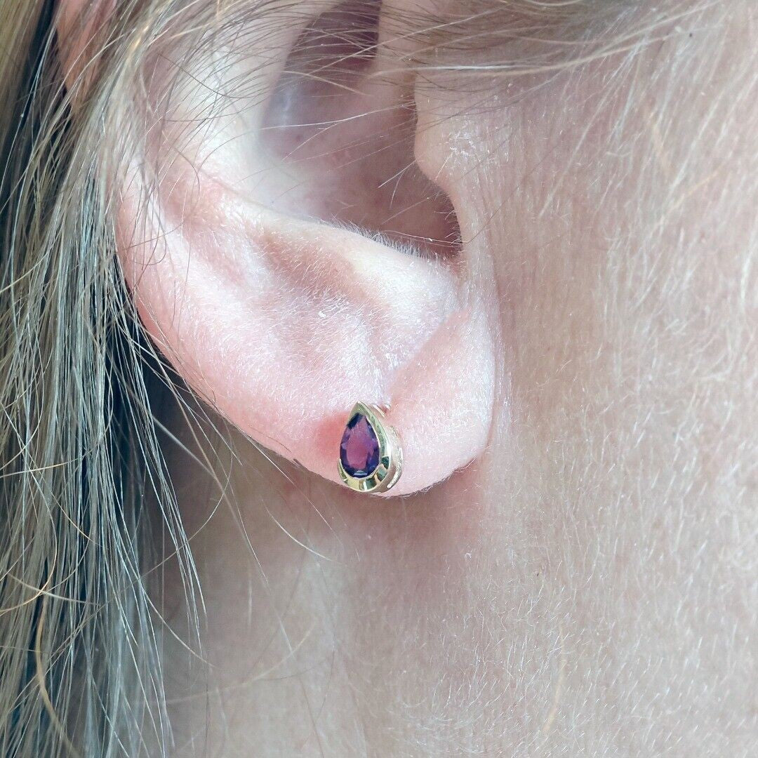 9ct Gold Amethyst Earrings Natural Purple Gemstone Studs