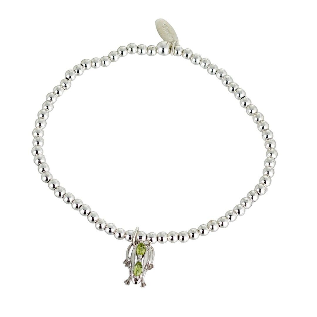 natural peridot frog bracelet sterling silver green marquise gemstones designed in the UK