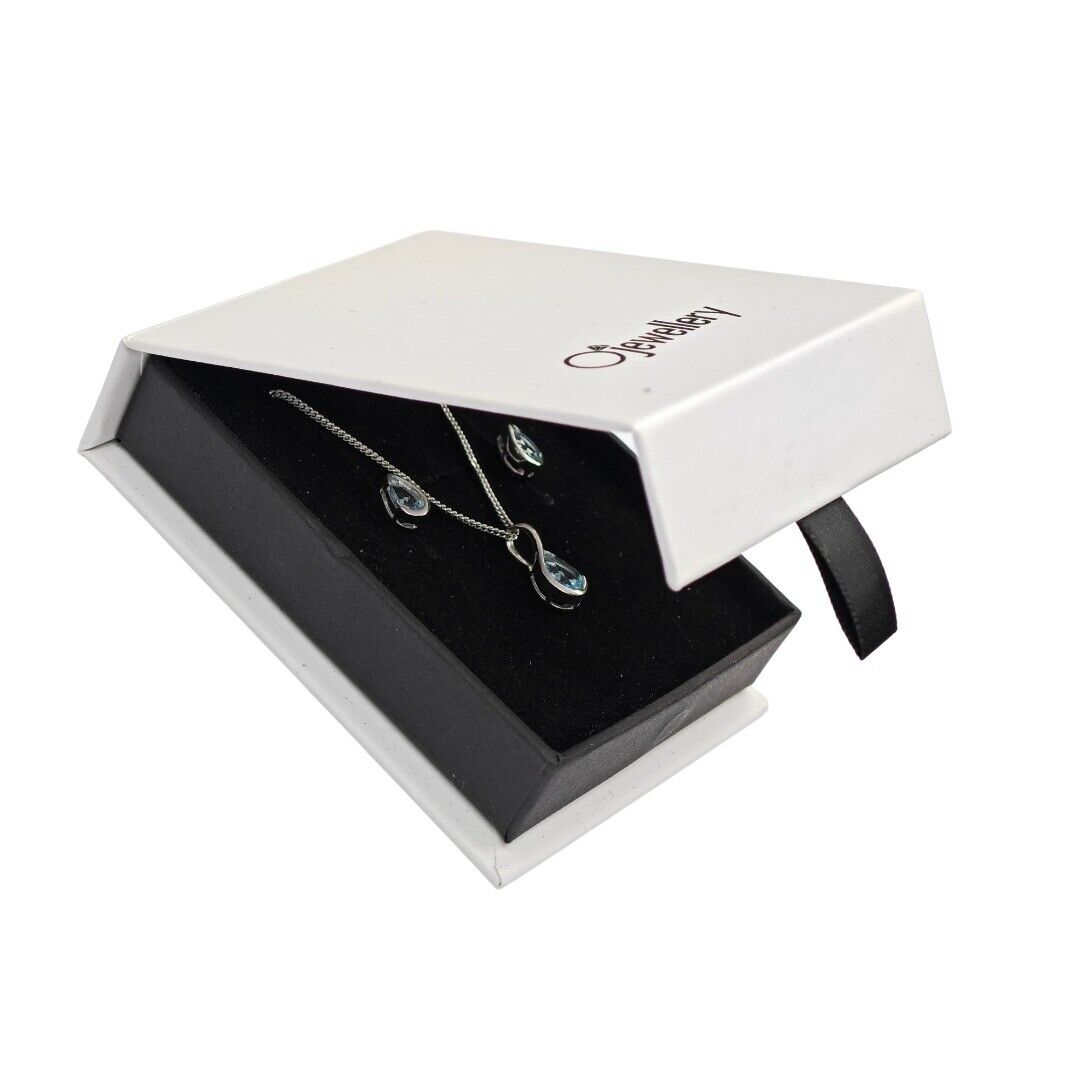 Blue Topaz Infinity Loop Jewellery Set in Sterling Silver